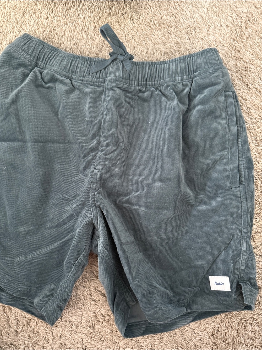 Katin Corduroy Drawstring Shorts in Slate Green. Never worn.